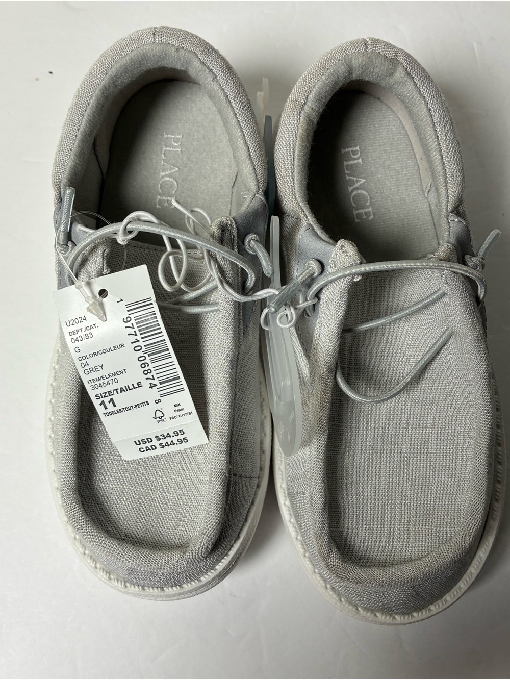Place Men's Light Grey Canvas Slip-On Loafers